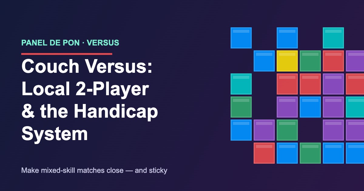 Panel de Pon couch versus and handicap system for local two-player matches