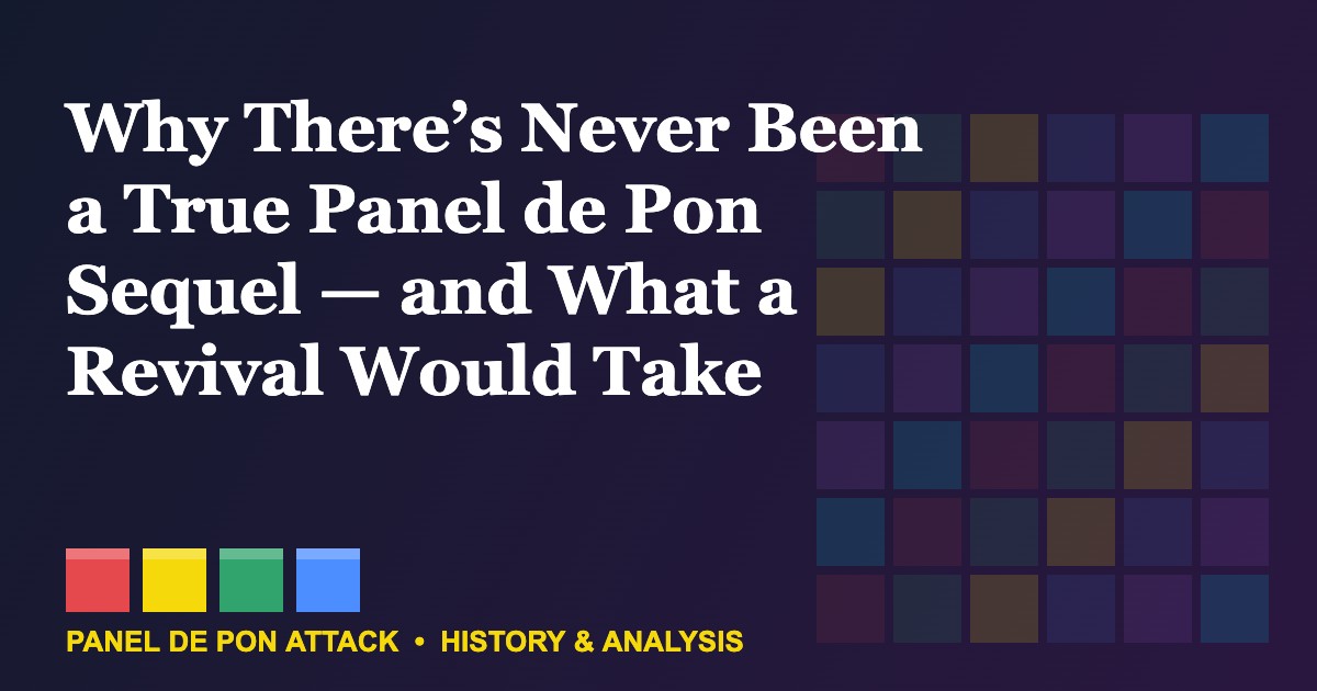 Stylized Panel de Pon block grid with a four-link chain and the article title