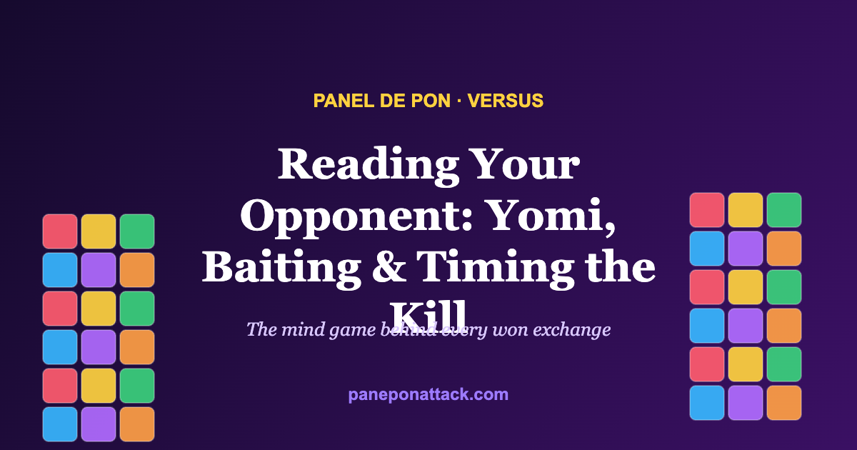 Two Panel de Pon versus boards facing off, illustrating reading your opponent and mind games