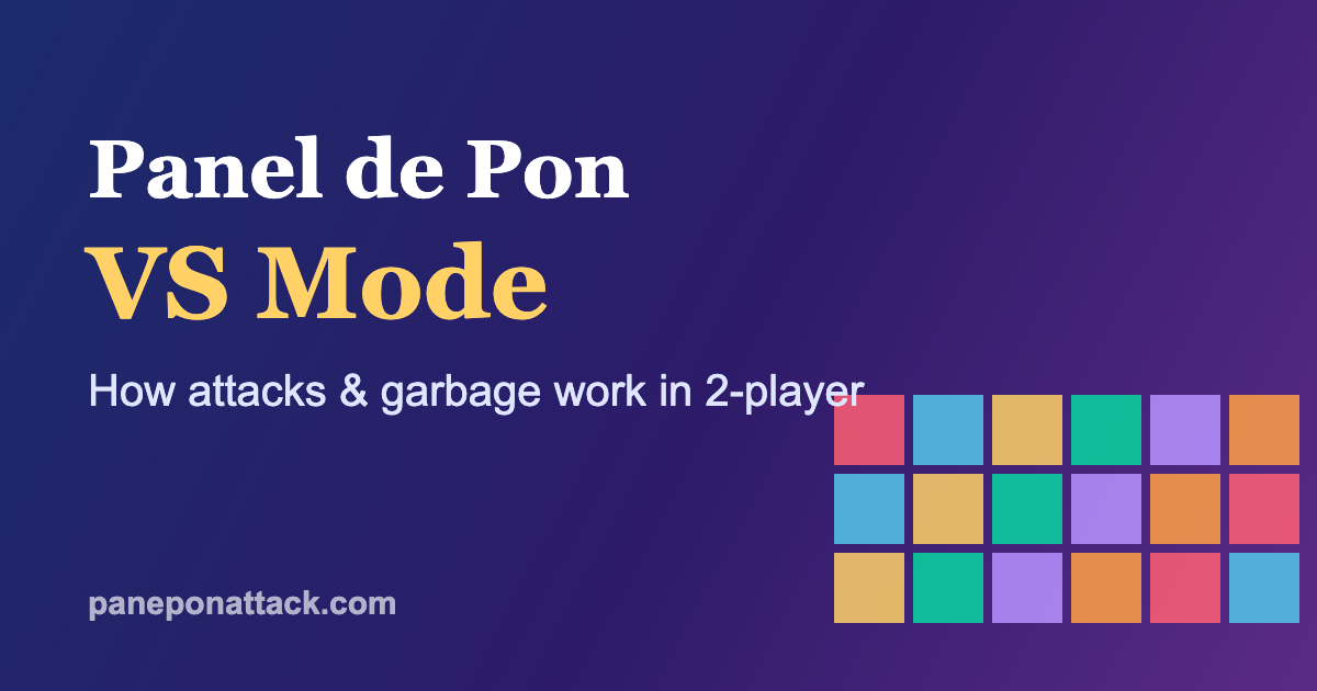 Diagram illustrating how attacks and garbage blocks work in Panel de Pon VS mode